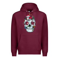Burgundy halloween skull collector mushrooms flowers and butterflies sweatshirt Premium Hoodie - trangStudio