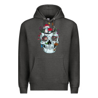 Charcoal Heather halloween skull collector mushrooms flowers and butterflies sweatshirt Premium Hoodie - trangStudio