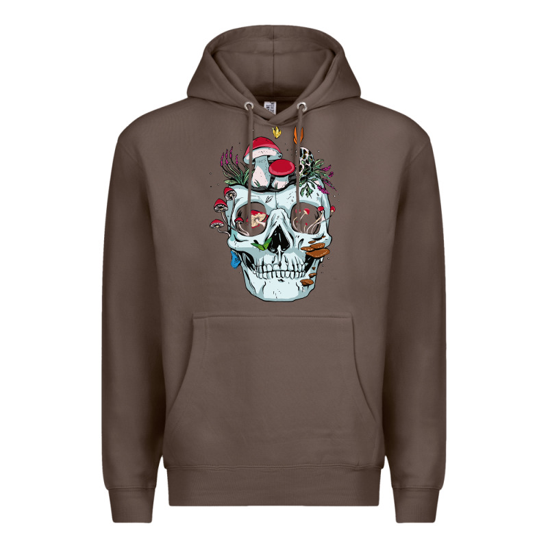 Halloween Skull Collector Mushrooms Flowers And Butterflies Sweatshirt Premium Hoodie by trangStudio | Teevron