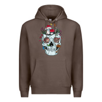 Coffee halloween skull collector mushrooms flowers and butterflies sweatshirt Premium Hoodie - trangStudio