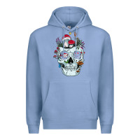 Colony Blue halloween skull collector mushrooms flowers and butterflies sweatshirt Premium Hoodie - trangStudio