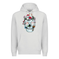 Dove Grey halloween skull collector mushrooms flowers and butterflies sweatshirt Premium Hoodie - trangStudio