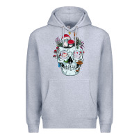 Heather Grey halloween skull collector mushrooms flowers and butterflies sweatshirt Premium Hoodie - trangStudio