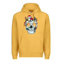 Mustard halloween skull collector mushrooms flowers and butterflies sweatshirt Premium Hoodie - trangStudio