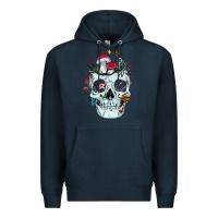 Navy halloween skull collector mushrooms flowers and butterflies sweatshirt Premium Hoodie - trangStudio