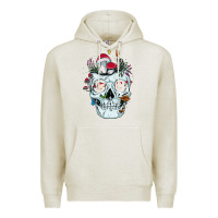 Oatmeal Heather halloween skull collector mushrooms flowers and butterflies sweatshirt Premium Hoodie - trangStudio
