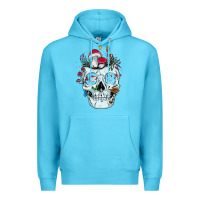 Ocean Blue halloween skull collector mushrooms flowers and butterflies sweatshirt Premium Hoodie - trangStudio
