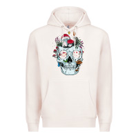 Pale Pink halloween skull collector mushrooms flowers and butterflies sweatshirt Premium Hoodie - trangStudio