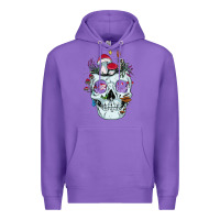 Purple halloween skull collector mushrooms flowers and butterflies sweatshirt Premium Hoodie - trangStudio