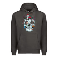 Smoke halloween skull collector mushrooms flowers and butterflies sweatshirt Premium Hoodie - trangStudio