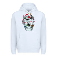 White halloween skull collector mushrooms flowers and butterflies sweatshirt Premium Hoodie - trangStudio