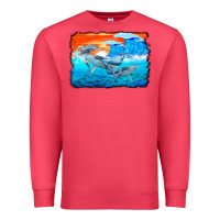 Cardinal humpback whale and wave background Premium Sweatshirt - BarkalooDesign