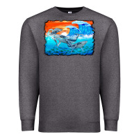 Charcoal Heather humpback whale and wave background Premium Sweatshirt - BarkalooDesign