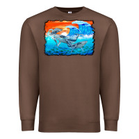 Chestnut humpback whale and wave background Premium Sweatshirt - BarkalooDesign