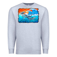 Heather Grey humpback whale and wave background Premium Sweatshirt - BarkalooDesign