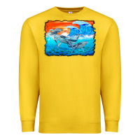 Lemon humpback whale and wave background Premium Sweatshirt - BarkalooDesign