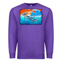 Purple humpback whale and wave background Premium Sweatshirt - BarkalooDesign