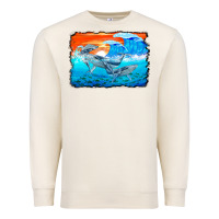 Sandshell humpback whale and wave background Premium Sweatshirt - BarkalooDesign