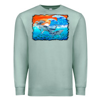 Seafoam humpback whale and wave background Premium Sweatshirt - BarkalooDesign