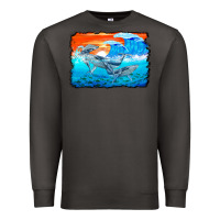 Smoke humpback whale and wave background Premium Sweatshirt - BarkalooDesign
