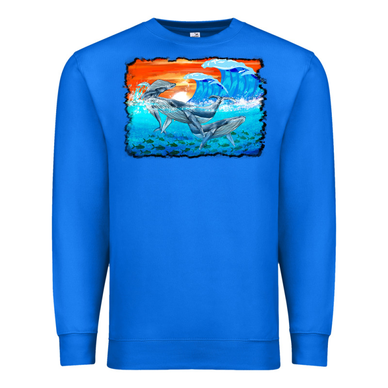 Humpback Whale And Wave Background Premium Sweatshirt by BarkalooDesign | Teevron