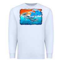 White humpback whale and wave background Premium Sweatshirt - BarkalooDesign