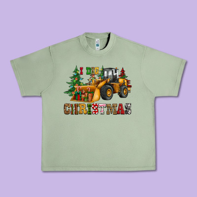 I Dig Christmas Bulldozer Urban Heavy Tee Designed By Cowgirlartshop