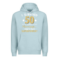 Blue Mist 50 years of marriage superpower 50th wedding anniversary Premium Hoodie - trangStudio