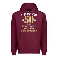 Burgundy 50 years of marriage superpower 50th wedding anniversary Premium Hoodie - trangStudio