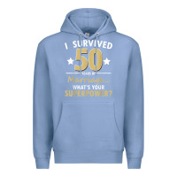Colony Blue 50 years of marriage superpower 50th wedding anniversary Premium Hoodie - trangStudio
