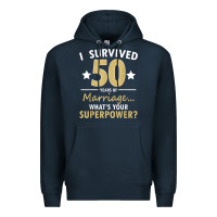 Navy 50 years of marriage superpower 50th wedding anniversary Premium Hoodie - trangStudio