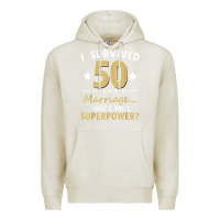 Oatmeal Heather 50 years of marriage superpower 50th wedding anniversary Premium Hoodie - trangStudio