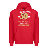 Red 50 years of marriage superpower 50th wedding anniversary Premium Hoodie - trangStudio
