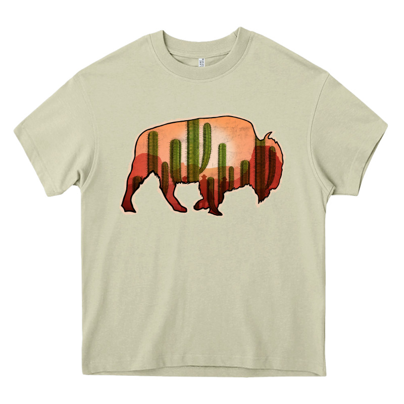 Cactus Bison Silhouette Heavy Core Tee by Bettercallsaul | Teevron