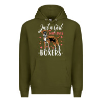 Army Green Kids Boxer Dog Just A Girl Who Loves Boxers Gift Premium Hoodie - trangStudio