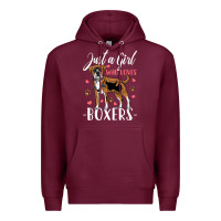Burgundy Kids Boxer Dog Just A Girl Who Loves Boxers Gift Premium Hoodie - trangStudio