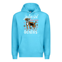 Ocean Blue Kids Boxer Dog Just A Girl Who Loves Boxers Gift Premium Hoodie - trangStudio