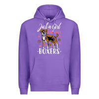 Purple Kids Boxer Dog Just A Girl Who Loves Boxers Gift Premium Hoodie - trangStudio
