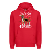 Red Kids Boxer Dog Just A Girl Who Loves Boxers Gift Premium Hoodie - trangStudio