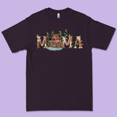 Mama With Bear And Daisy Premium Tee Designed By Ranaportraitstore