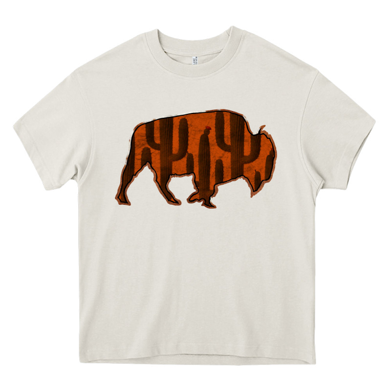 Red Cactus Bison Silhouette Heavy Core Tee by Bettercallsaul | Teevron