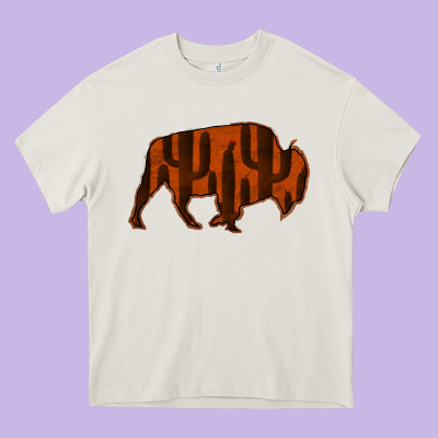Red Cactus Bison Silhouette Heavy Core Tee Designed By Bettercallsaul