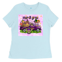 Baby Blue Mardi Gras with gnomes Ladies Tee - NancyCooperArtShop