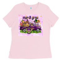 Bubblegum Pink Mardi Gras with gnomes Ladies Tee - NancyCooperArtShop