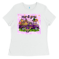White Mardi Gras with gnomes Ladies Tee - NancyCooperArtShop