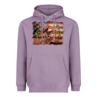 Lavender deer hunting target american flag  background Heavyweight Hoodie - BarkalooDesign