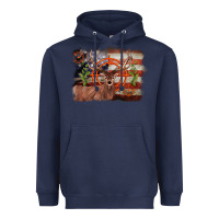 Navy deer hunting target american flag  background Heavyweight Hoodie - BarkalooDesign