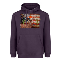 Plum deer hunting target american flag  background Heavyweight Hoodie - BarkalooDesign