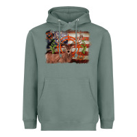 Sage deer hunting target american flag  background Heavyweight Hoodie - BarkalooDesign