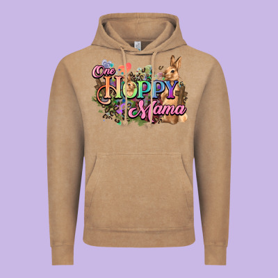 One Hoppy Mama Easter Day Vintage Hoodie Designed By Howdyjamesfarm